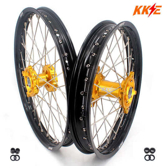 KKE 21 & 19 Wheels for Suzuki RMZ250 2007 RMZ450 2005-2024 Gold&Black - Howling Moto