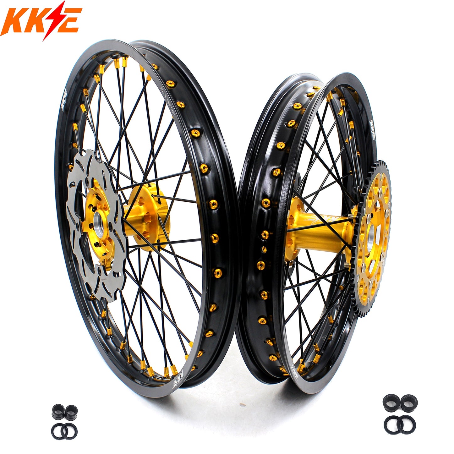 KKE 21 & 19 MX Wheels Rims for SUZUKI RMZ250 2007-2024 RMZ450 2005-2024 Black Spokes - Howling Moto
