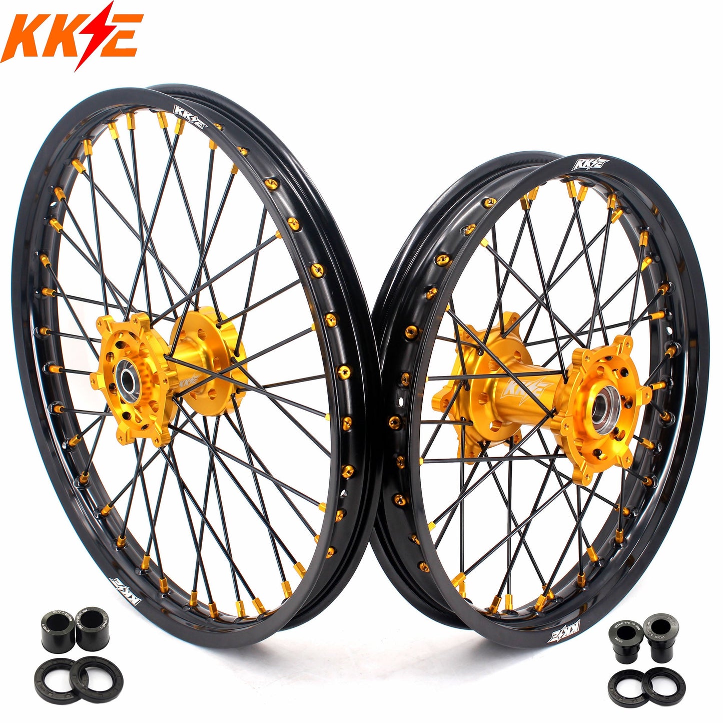 KKE 21/18 Enduro Off Road Wheels For SUZUKI DRZ400SM 2005-2024 Gold Nipples - Howling Moto