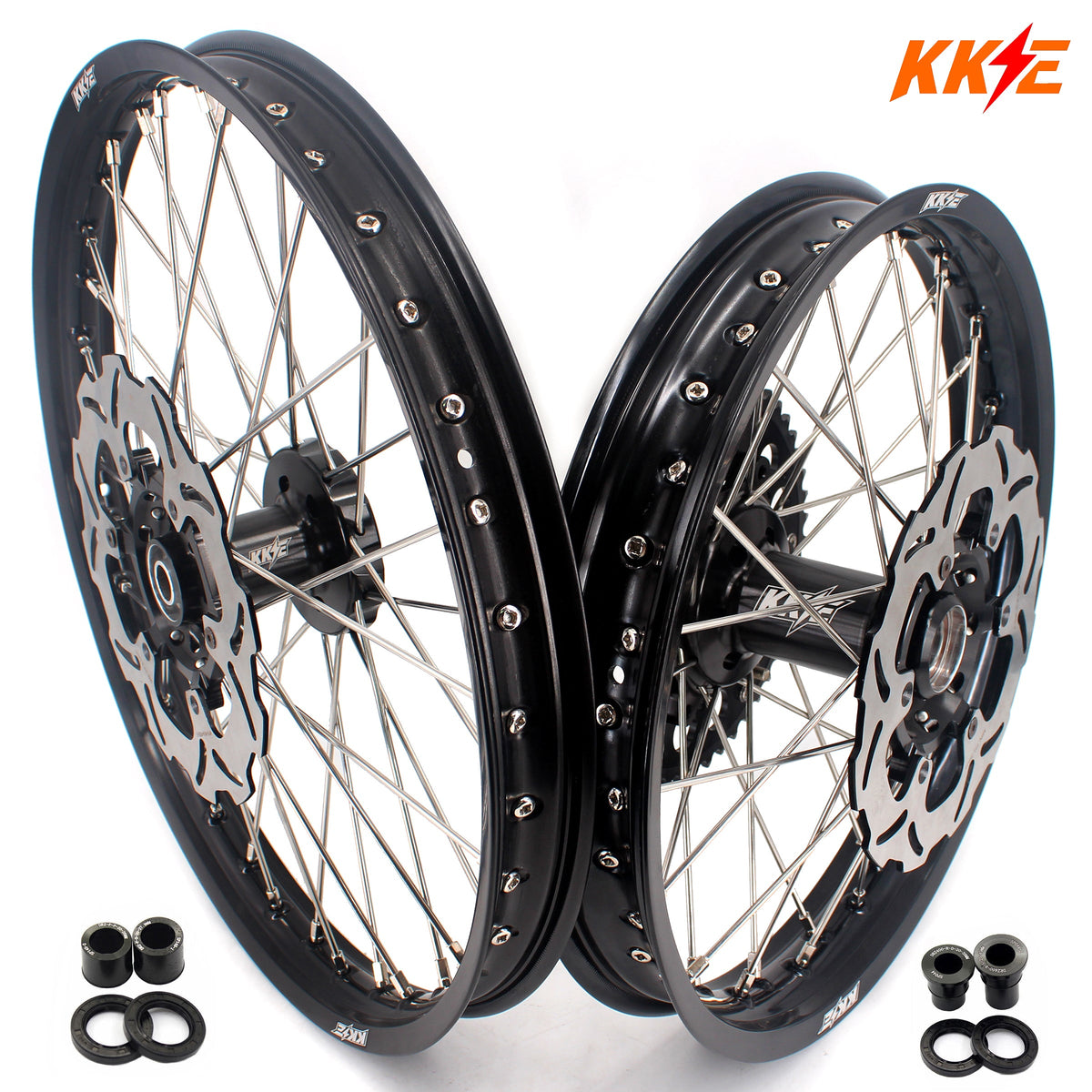 KKE 21/18 Enduro Wheel Set | Suzuki DRZ400 DRZ400S DRZ400E (2000-2024) | Black Hub & Rim