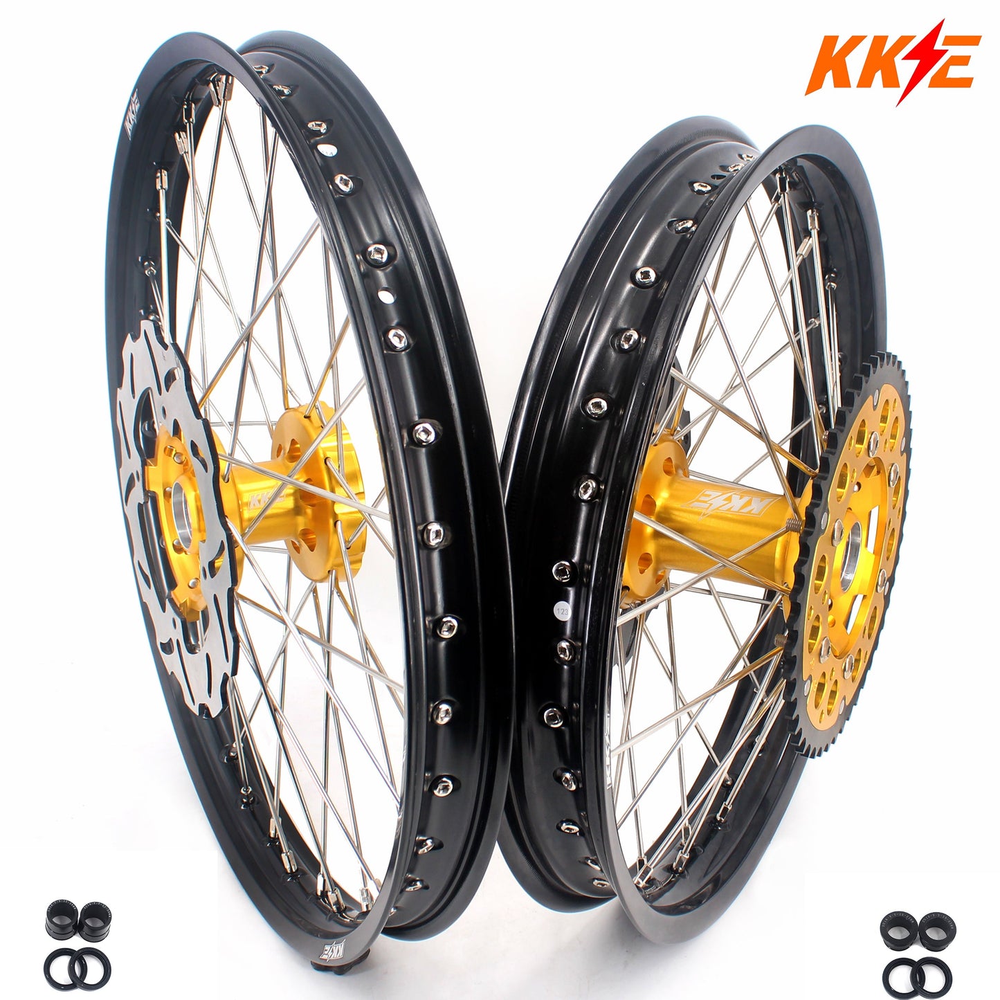KKE 21 & 19 Wheels for Suzuki RMZ250 2007 RMZ450 2005-2024 Gold&Black - Howling Moto