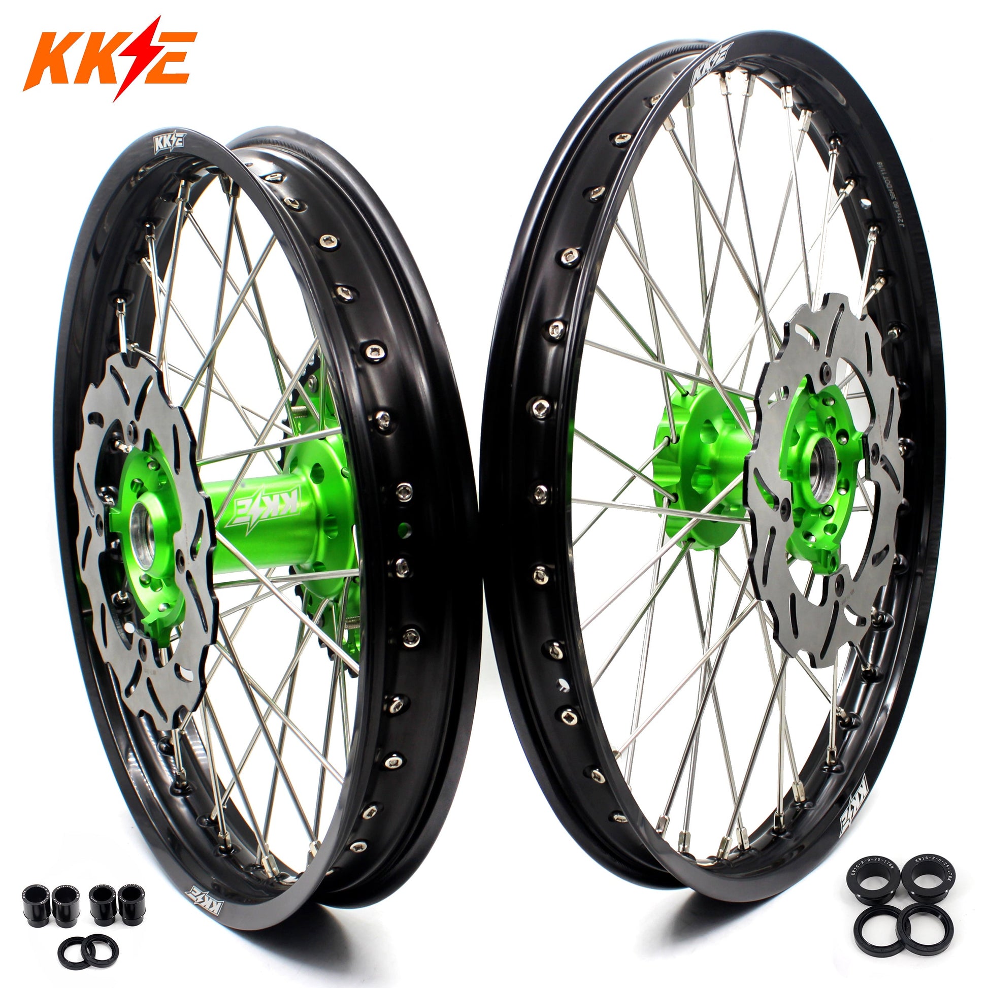 KKE 21 & 18 Enduro Dirt Wheels For KAWASAKI KX125 KX250 2003 2004 2005 Disc - Howling Moto