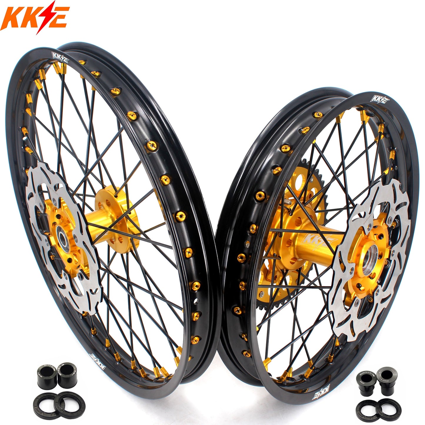 KKE 21 & 18 Off Road Rims For SUZUKI DRZ400 DRZ400E DRZ400S Gold - Howling Moto