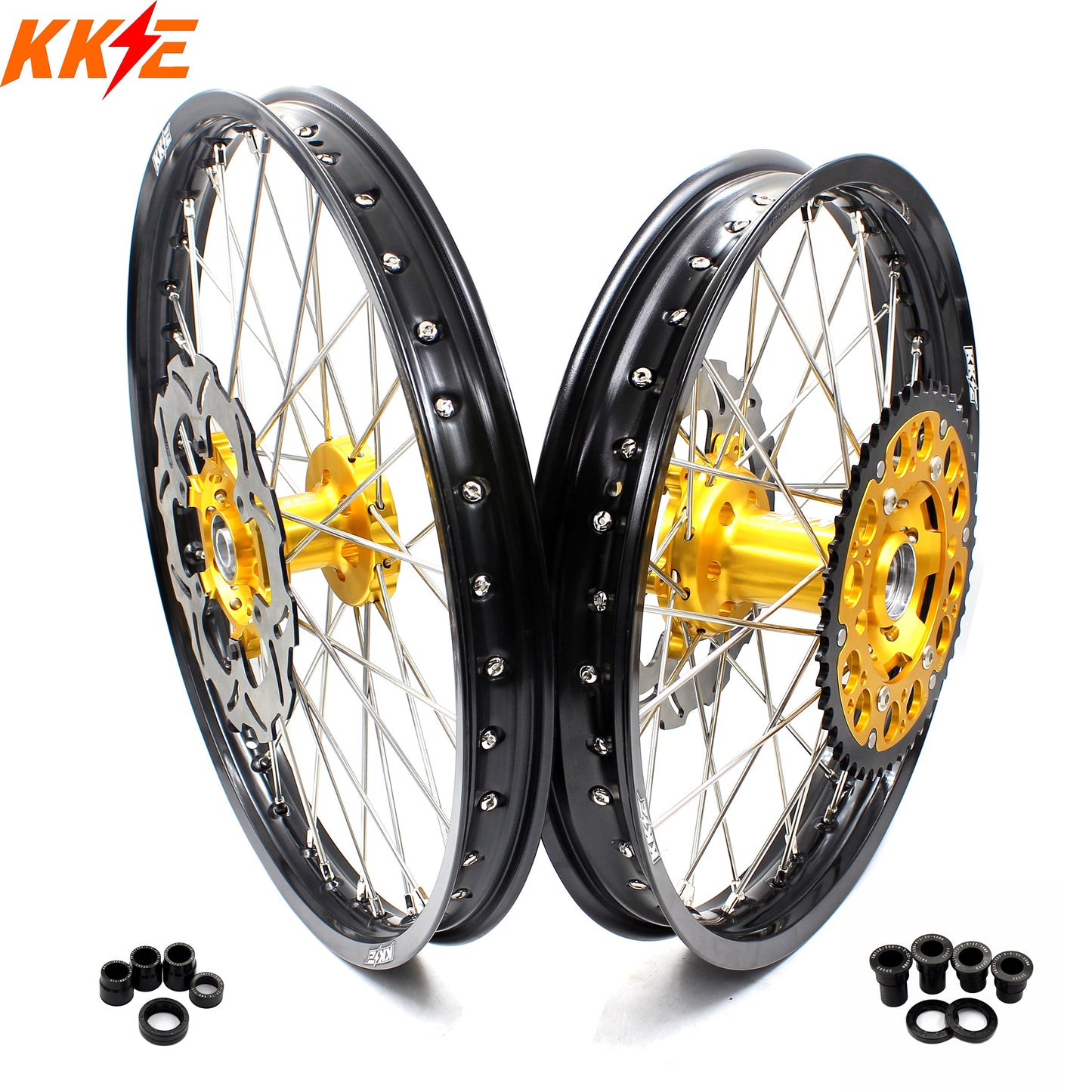 KKE 21 & 19 Wheels for Suzuki RMZ250 2007 RMZ450 2005-2024 Gold&Black - Howling Moto