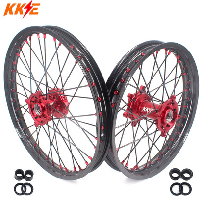 KKE 21 & 19 MX Rims for Suzuki RMZ250 2007-2024 RMZ450 2005-2024 Black Spokes - Howling Moto