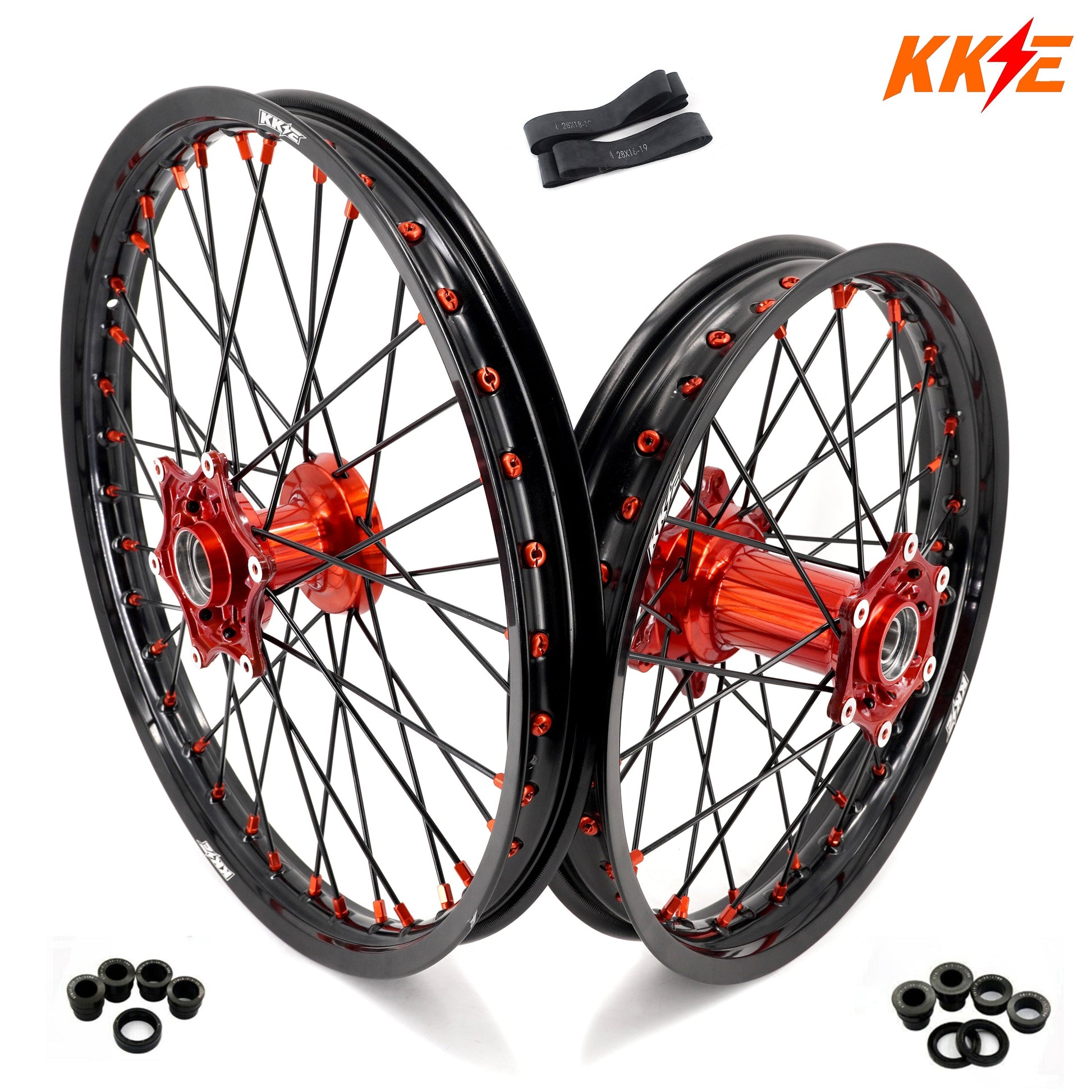 KKE 21" 18" Cast Enduro Wheels For KTM EXC EXC-F EXC-E 2003-2024 Black Spokes - Howling Moto
