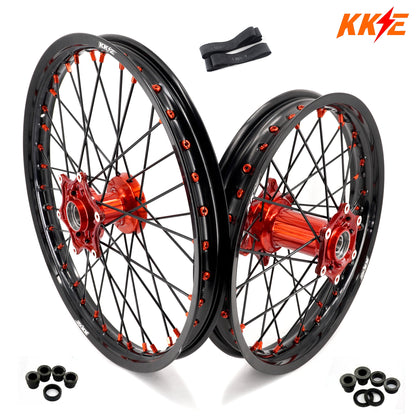 KKE 21" 18" Cast Enduro Wheels For KTM EXC EXC-F EXC-E 2003-2024 Black Spokes - Howling Moto