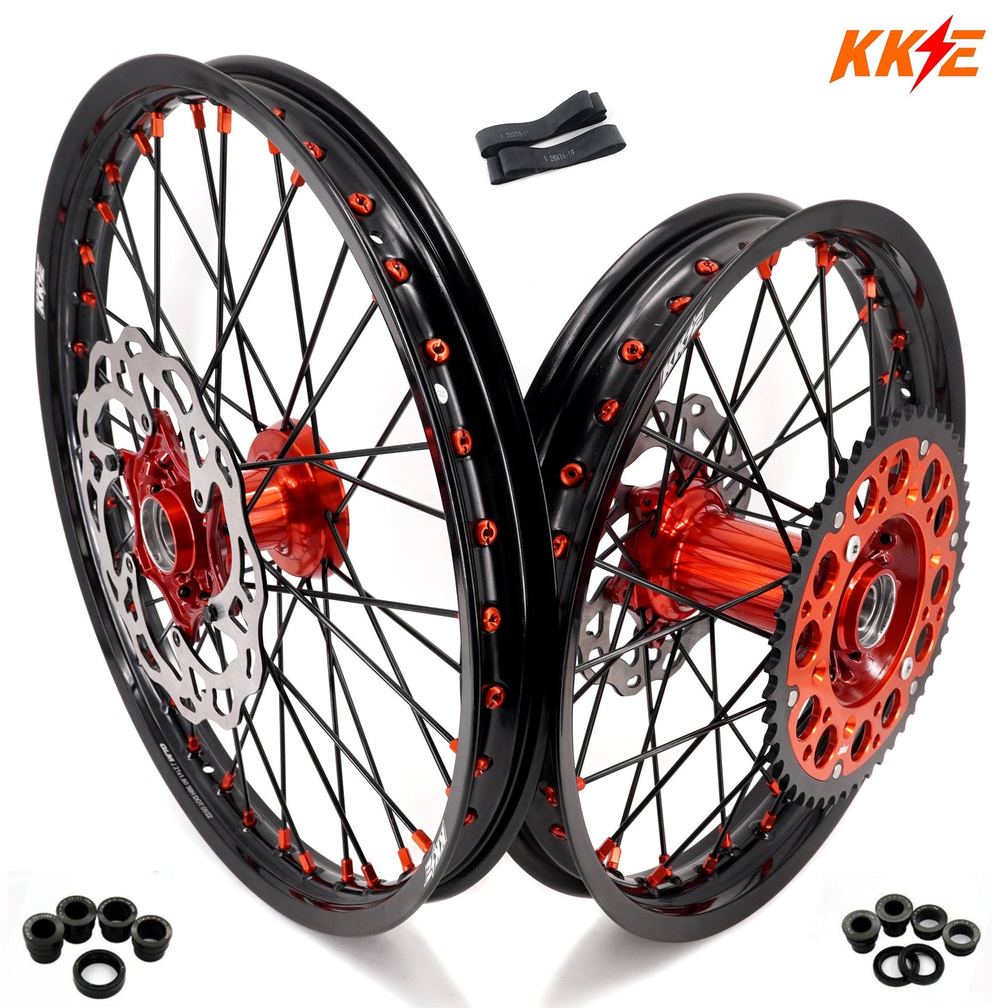 KKE 21" 18" Cast Enduro Wheels For KTM EXC EXC-F EXC-E 2003-2024 Black Spokes - Howling Moto