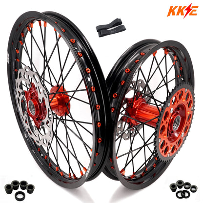 KKE 21" 18" Cast Enduro Wheels For KTM EXC EXC-F EXC-E 2003-2024 Black Spokes - Howling Moto