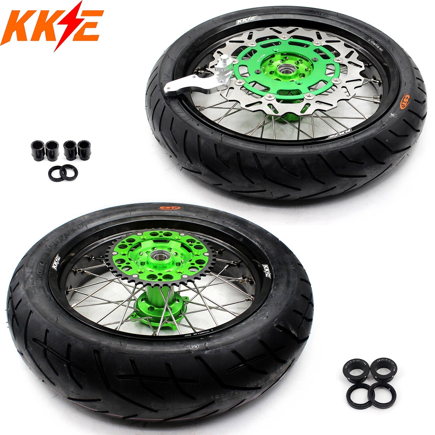KKE 17inch KX250F 2006-2019 KX450F 2006-2018 For KAWASAKI Supermoto Rims CST Tires - Howling Moto
