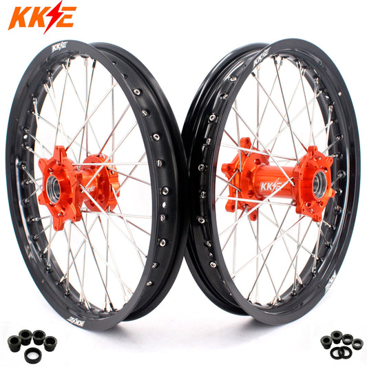 KKE 1.85*19 & 2.15*19 Flat Track Wheels for KTM EXC EXC-F EXC-W 125-530CC 2003-2024 Spoked Rims - Howling Moto
