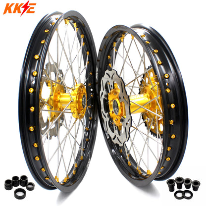 KKE 21 & 19 MX Dirt Bikes Rims For SUZUKI RM125 RM250 1996-2000 Gold Nipples - Howling Moto