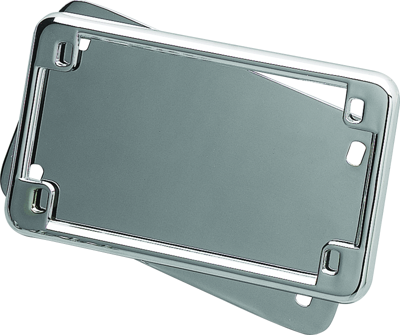 Chrome Kuryakyn license frame and backing plate set for Suzuki C90 Boulevard, 4x7 inches, with sleek design.