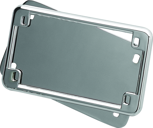 Chrome Kuryakyn license frame and backing plate set for Suzuki C90 Boulevard, 4x7 inches, with sleek design.