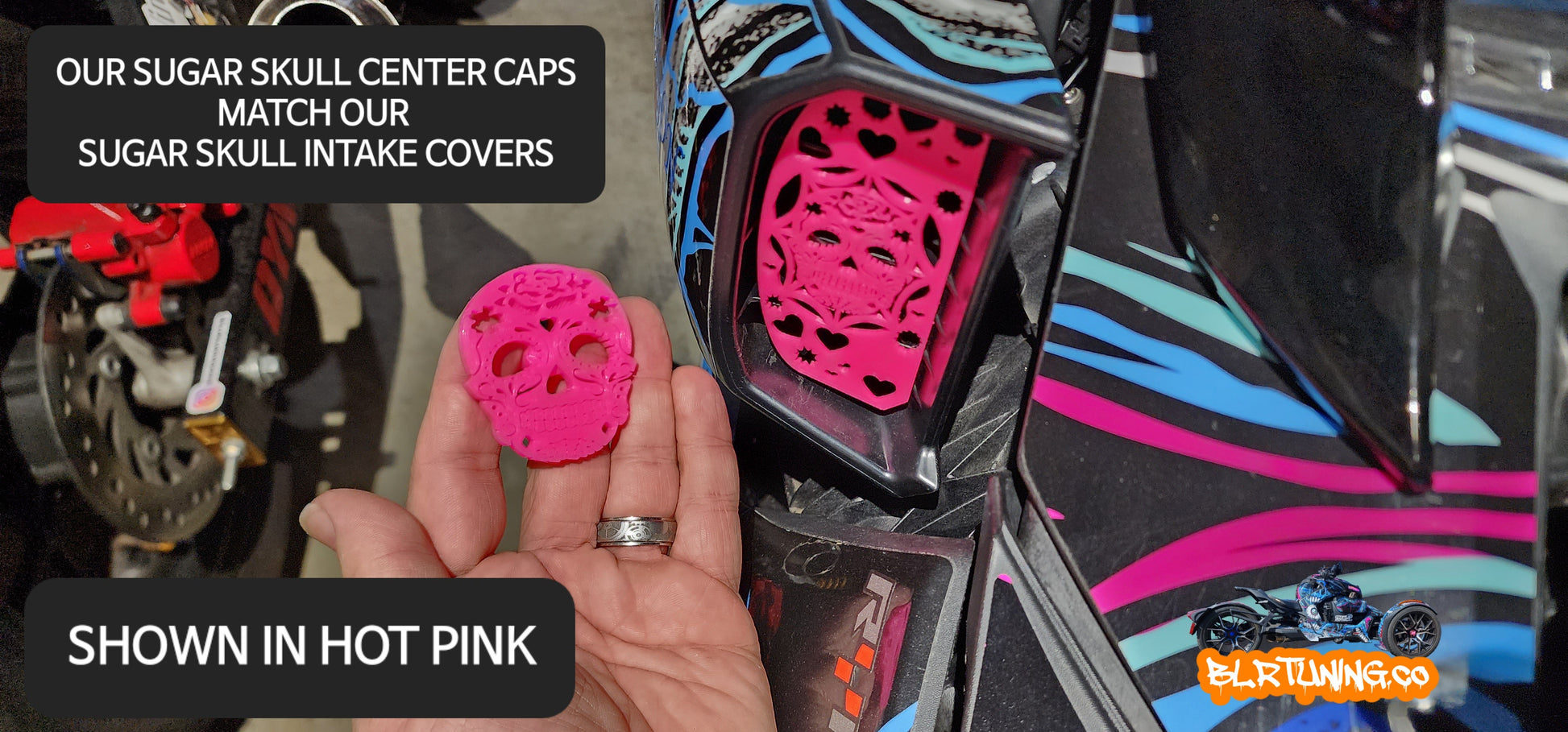 Sugar Skull Wheel Center Caps For Can-Am Ryker Fits All Models - Howling Moto