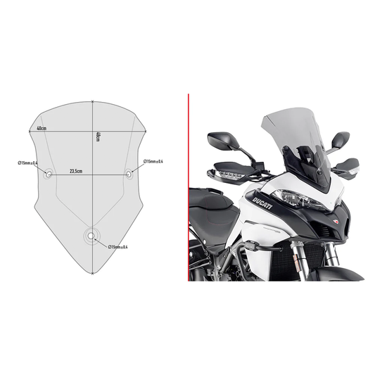 GIVI D7406S smoked motorcycle windshield offering enhanced wind protection and sleek style for motorcycle riders.