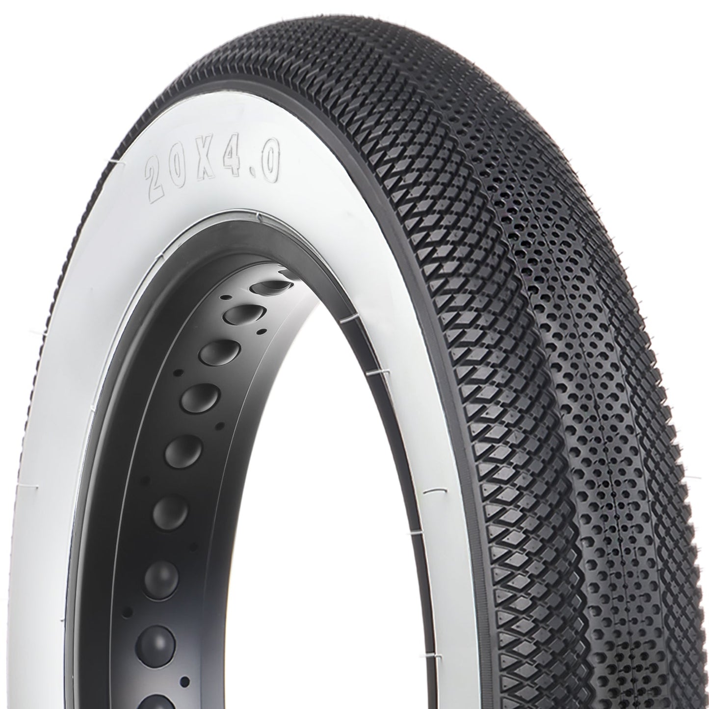 Hycline HyperPave e-bike and fat bike tire with rugged tread pattern for off-road cycling, shown mounted on a bike wheel.