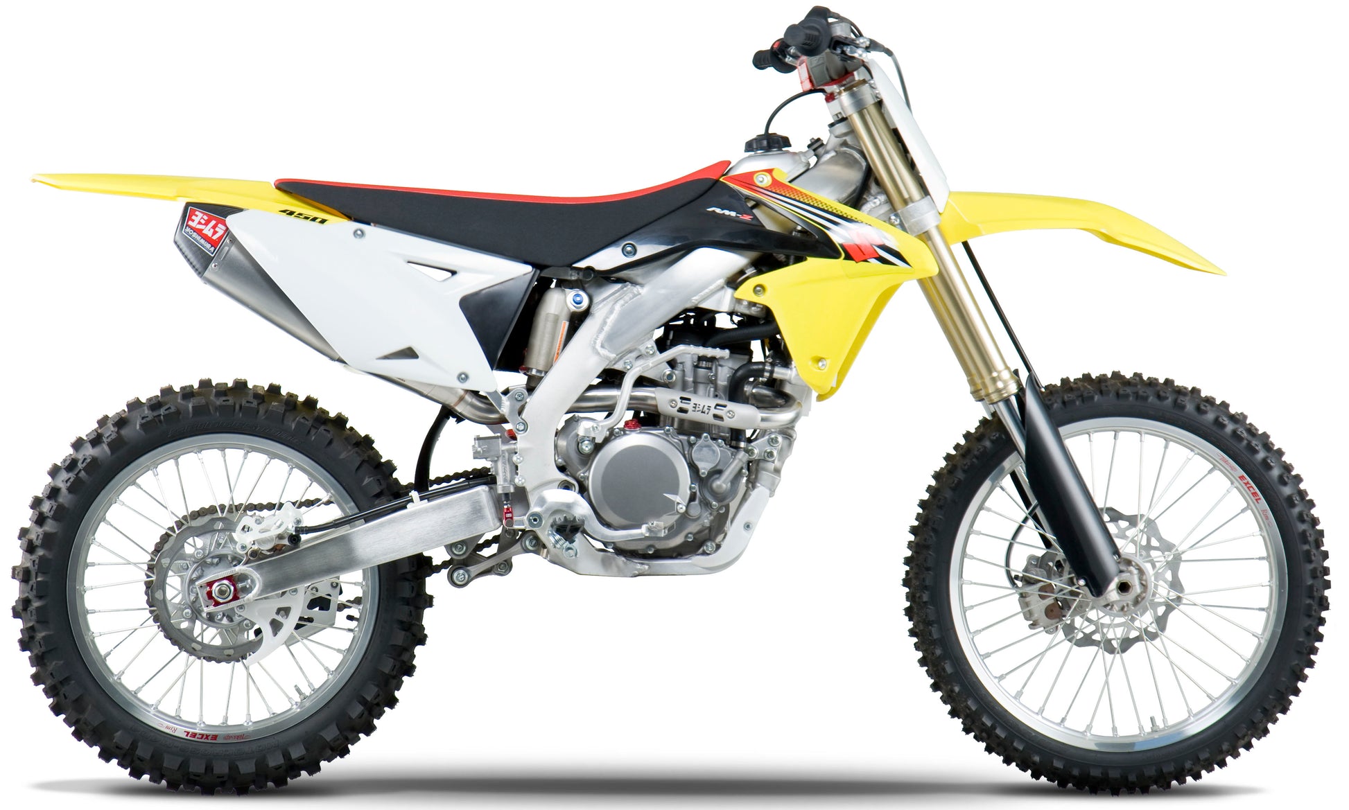 YOSHIMURA RS-4 exhaust system with stainless steel and carbon fiber end cap, header and canister components.