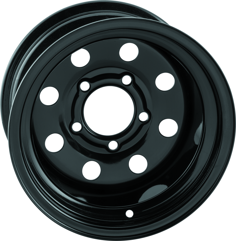 QuadBoss Steely Wheel 12x7 black powder-coated steel wheel with 5x4.5 bolt pattern for powersports vehicles