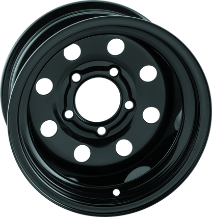 QuadBoss Steely Wheel 12x7 black powder-coated steel wheel with 5x4.5 bolt pattern for powersports vehicles