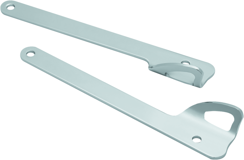 Chrome Kuryakyn tie down bracket for 2014-2022 Indian Motorcycles, mounted on bike frame for secure cargo attachment.