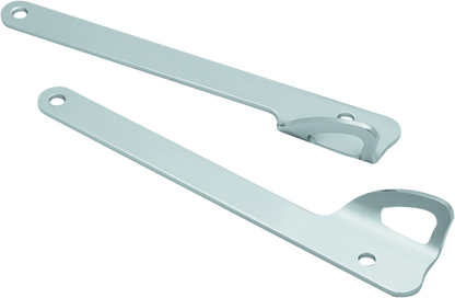 Chrome Kuryakyn tie down bracket for 2014-2022 Indian Motorcycles, mounted on bike frame for secure cargo attachment.