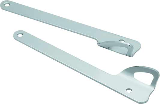 Chrome Kuryakyn tie down bracket for 2014-2022 Indian Motorcycles, mounted on bike frame for secure cargo attachment.