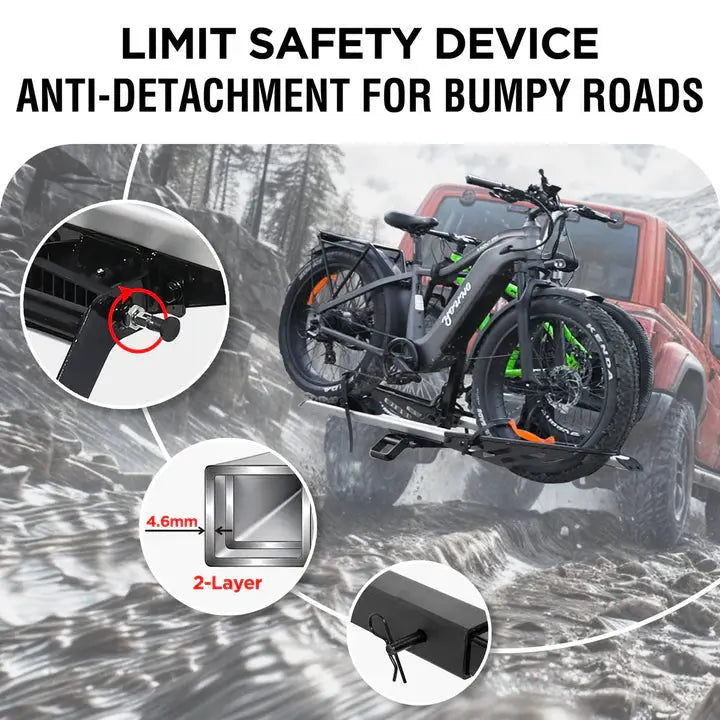 2-Bike E-bike Hitch Rack, EZ-FOLD Fat Tire Electric Bike Carrier - Howling Moto