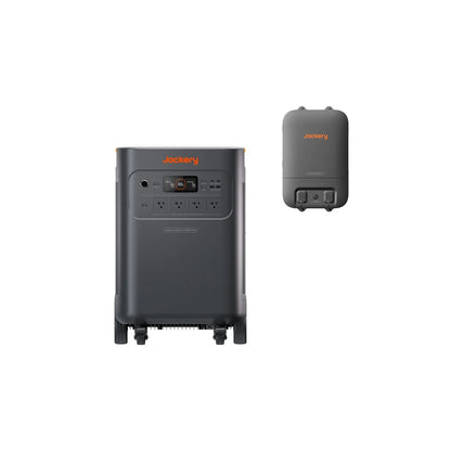 Jackery Explorer 5000 Plus portable power station with multiple outlets and digital display, designed for outdoor and emergency use.