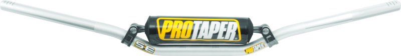 Silver ProTaper SE Carmichael handlebar with textured grips for motocross bikes, designed for durability and control.
