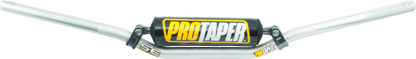 Silver ProTaper SE Carmichael handlebar with textured grips for motocross bikes, designed for durability and control.