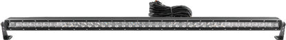 QuadBoss 31.5-inch single row LED light bar with combo beam, mounted on vehicle for enhanced off-road visibility.