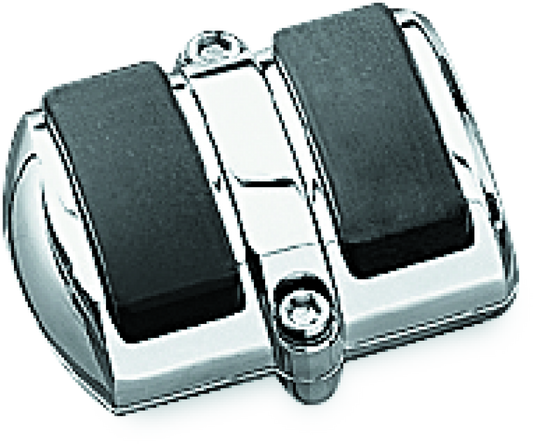 Kuryakyn chrome brake pedal cover, 3-inch wide, for Honda Shadow motorcycle models, adding style and protection to the brake pedal.