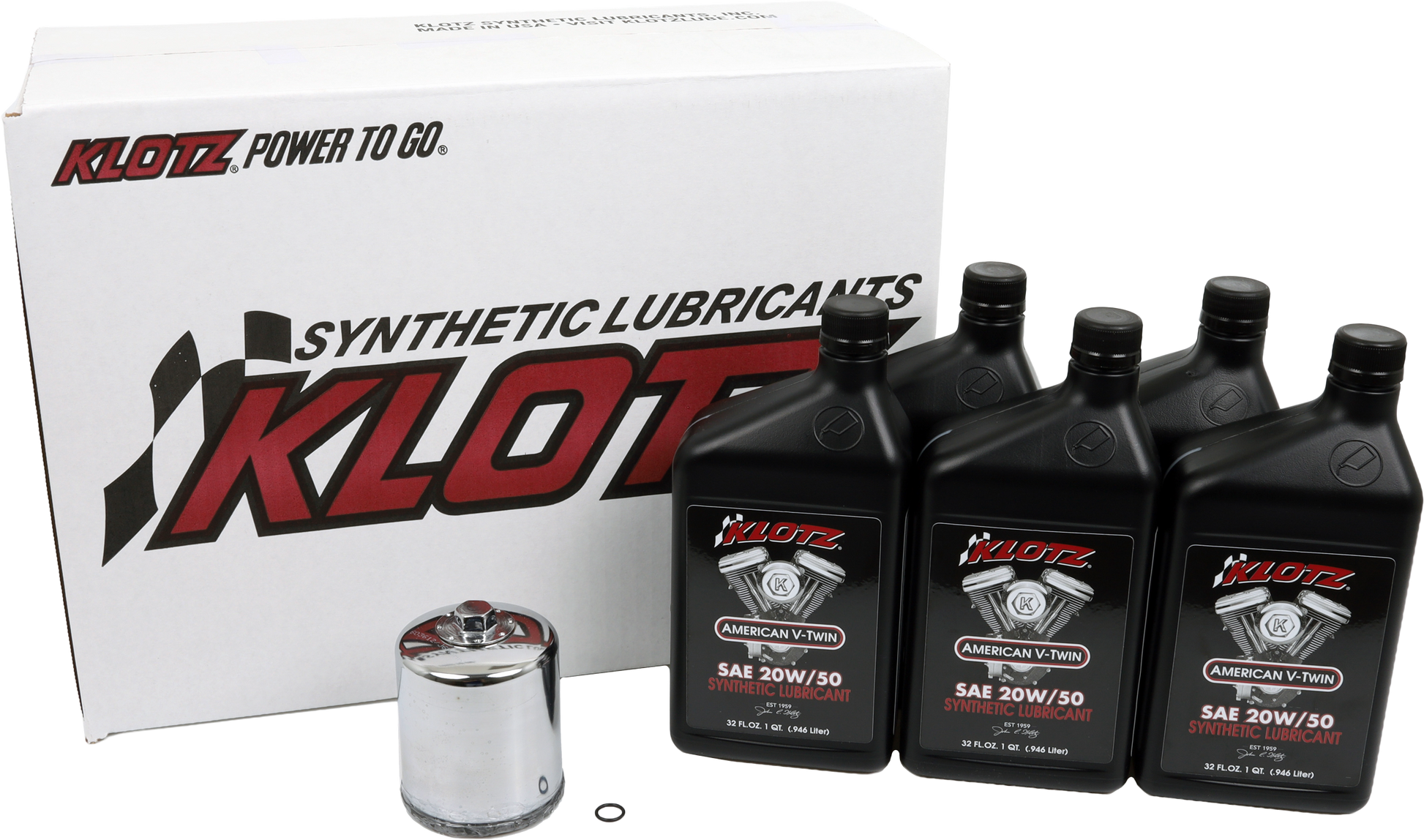 KLOTZ, KLOTZ KH-111 Basic Harley Davidson 5 Quart Synthetic Oil Change Kit