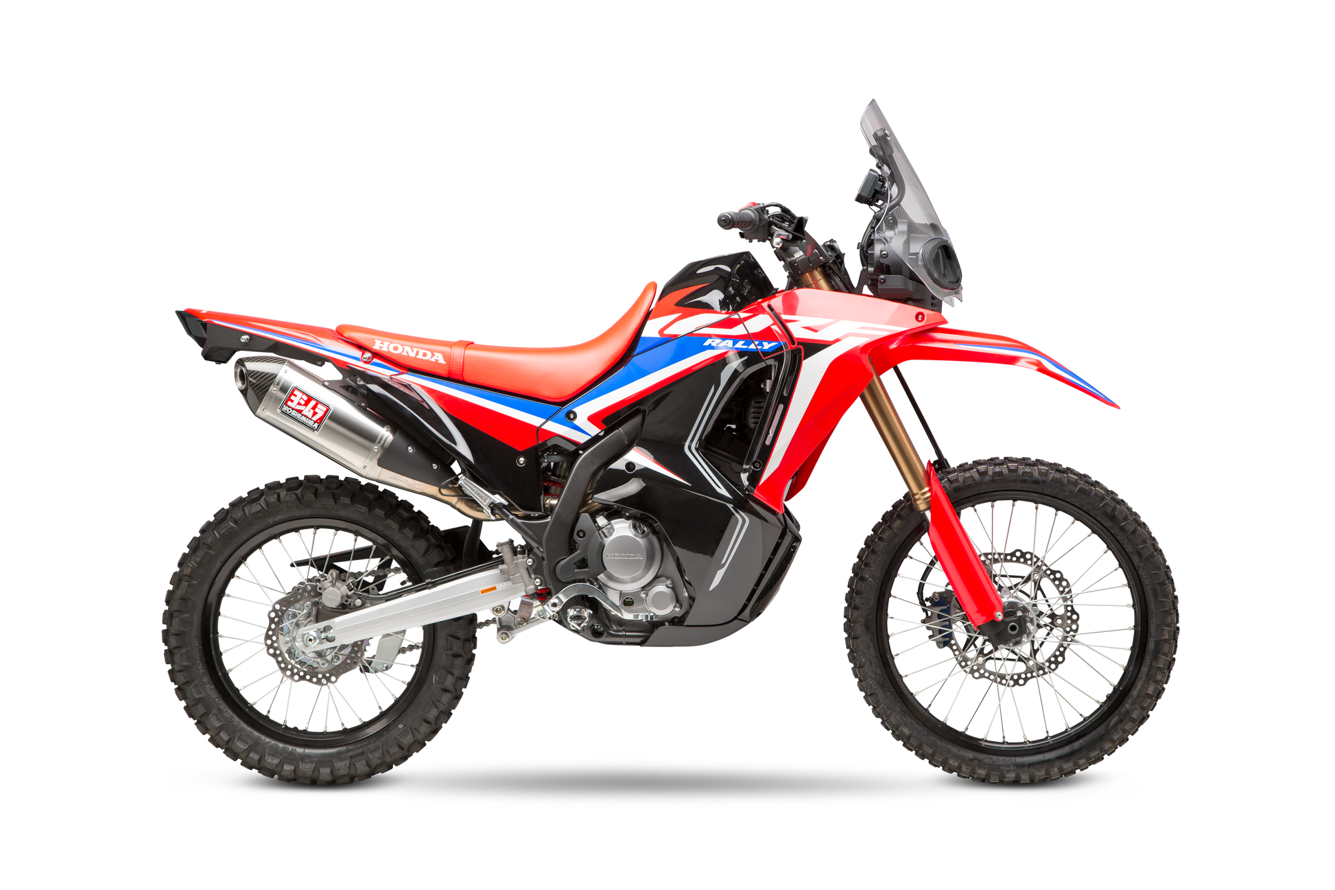 YOSHIMURA RS-4 Race Slip-On Exhaust for Honda SS/SS/CF featuring a sleek silver and black design on a motorcycle exhaust system