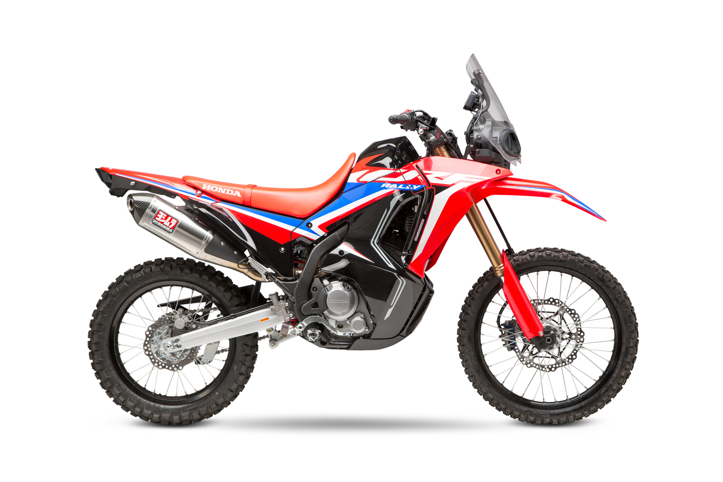 YOSHIMURA Yoshimura Race RS4s full exhaust system for Honda motorcycle, showing polished stainless steel pipes and muffler components.