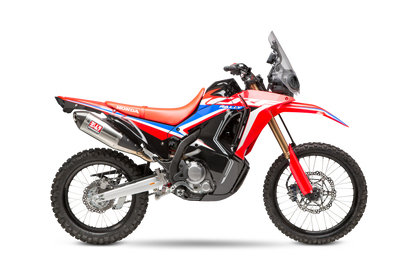 YOSHIMURA Yoshimura Race RS4s full exhaust system for Honda motorcycle, showing polished stainless steel pipes and muffler components.