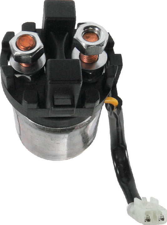 QuadBoss starter solenoid and relay for Honda TRX90X and TRX200D models, shown installed on the vehicle.