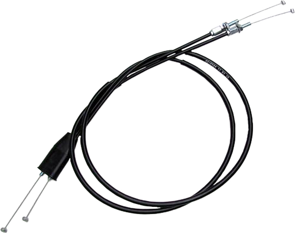 Motion Pro black vinyl throttle push pull cable set with metal ends, designed for motorcycle or ATV throttle control.
