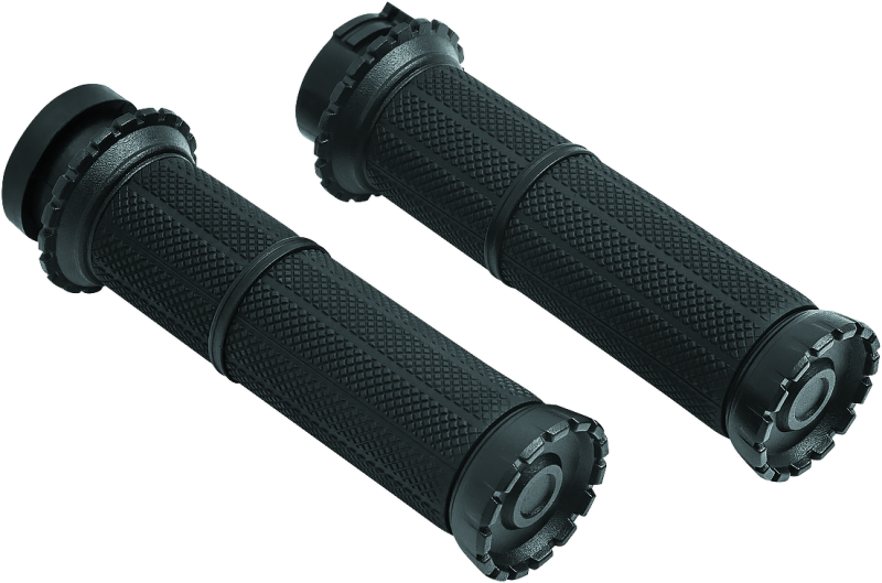 Kuryakyn Riot Grips Dual Cable Satin Black for 1-inch bars, motorcycle handlebar grips with ergonomic design and textured surface.