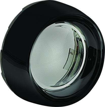 Kuryakyn Deep Dish Bezel for Bullet Turn Signals with Smoke Lens in gloss black, designed for motorcycle lighting.