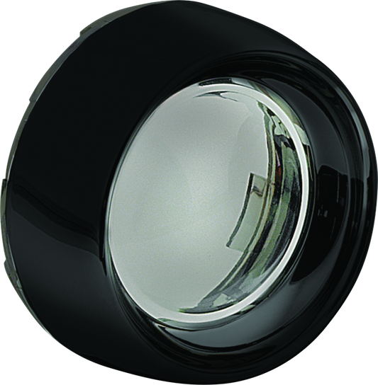 Kuryakyn Deep Dish Bezel for Bullet Turn Signals with Smoke Lens in gloss black, designed for motorcycle lighting.