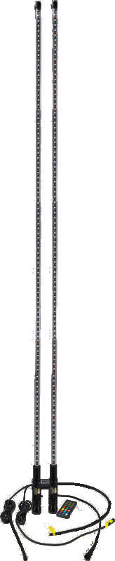 QuadBoss 6 ft clear dual LED whip with remote control, powersports LED lighted whip, mounted on off-road vehicle.