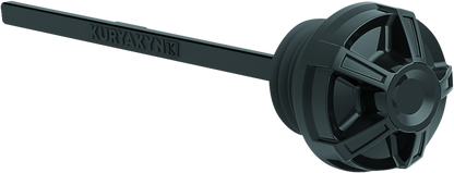 Kuryakyn Precision Dipstick for Harley Davidson with gloss black finish, part #6426, showing the sleek, branded motorcycle oil dipstick