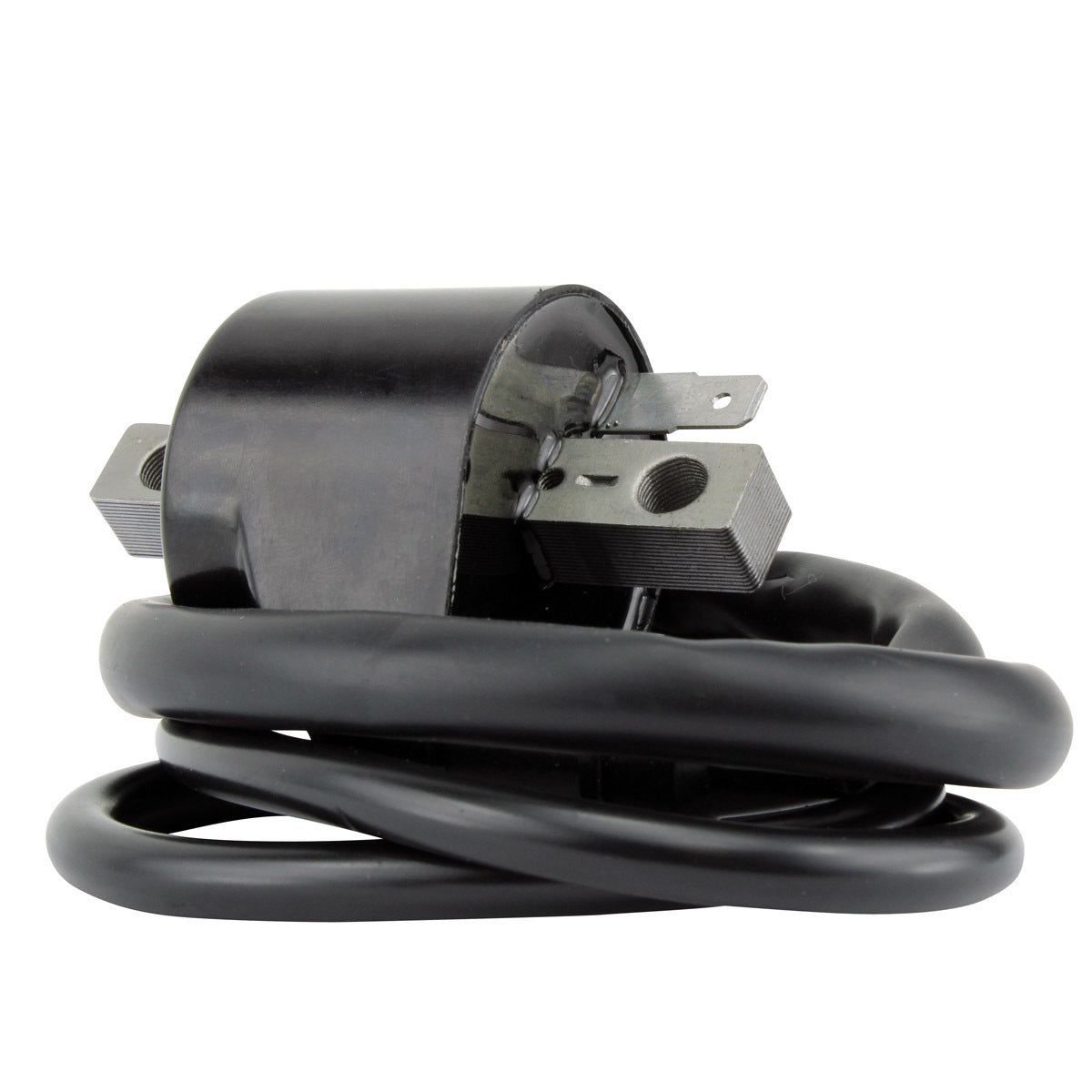 RM STATOR external ignition coil RM06158 for easy plug-and-play replacement, shown in the image with wiring and coil details.
