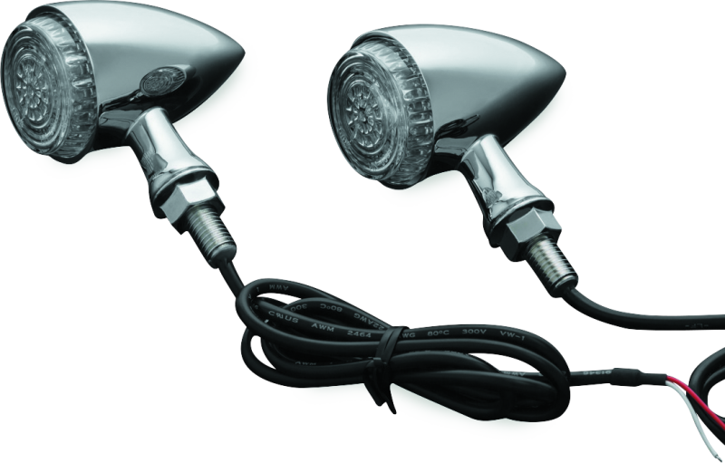Kuryakyn Torpedo Indicator LED Amber Lights for Powersports, chrome finish, turn signal lights for motorcycles and off-road vehicles