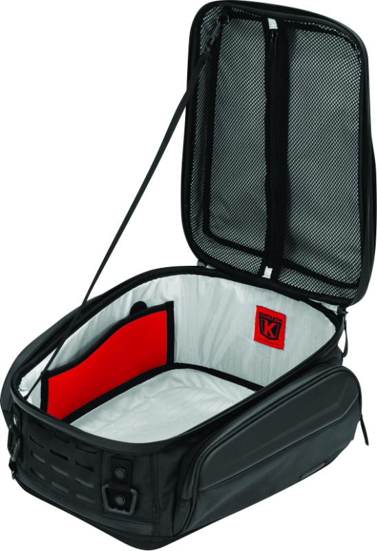 Kuryakyn Xkursion XB Ambassador motorcycle tail bag showing weather-resistant, versatile storage with secure straps on a motorcycle.