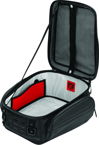 Kuryakyn Xkursion XB Ambassador motorcycle tail bag showing weather-resistant, versatile storage with secure straps on a motorcycle.