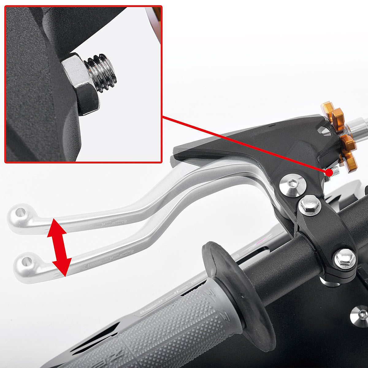 ZETA Ultra Light Clutch Perch 3 Finger with adjustable cable and ratio device, shown in black for motorcycle clutch control.