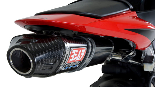 YOSHIMURA Race RS-5 full UTV exhaust system with stainless steel and carbon fiber components, showcasing sleek design and construction.